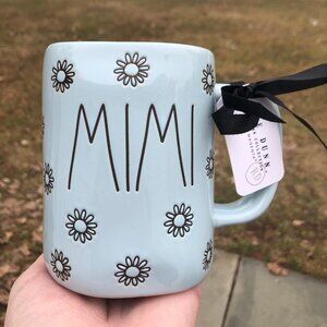NWT Rae Dunn Blue "Mimi" Mug w/ Black Daisies Mother's Day Gift